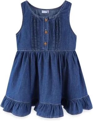 Mud Kingdom Little Girl Denim Sundress Cute Embroidered Patterns Jumper Sleeveless Casual Dress