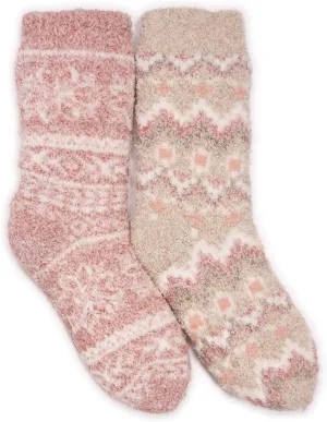 MUK LUKS Women's Cozy Sherpa Lined Cabin Sock (2 Pair Pack)