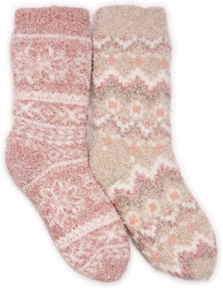 MUK LUKS Women's Cozy Sherpa Lined Cabin Sock (2 Pair Pack)