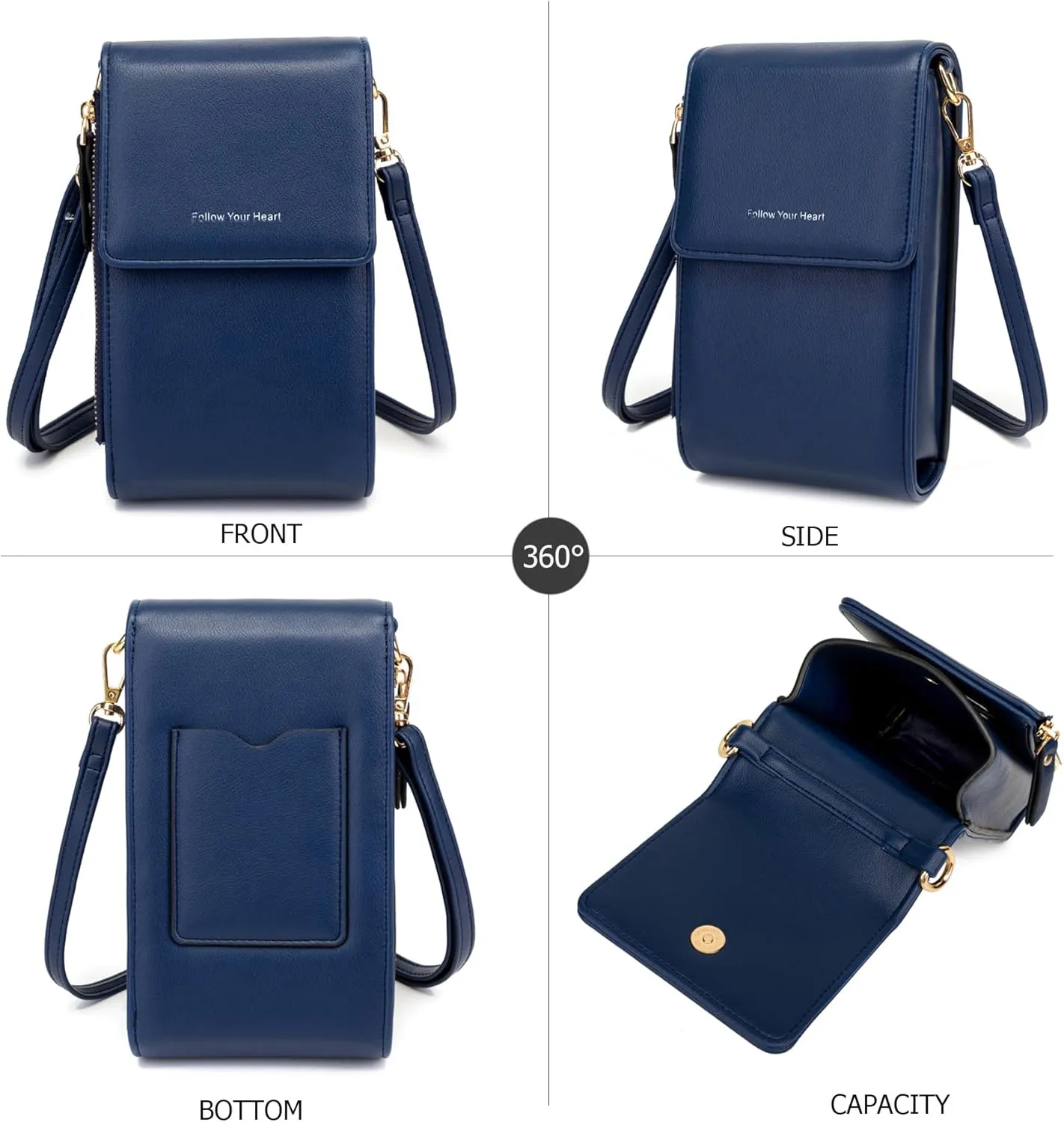 myfrdiay Roomy Pocket Small Crossbody Purse for Women, Flap Mini Shoulder Bag with 4 Credit Slots
