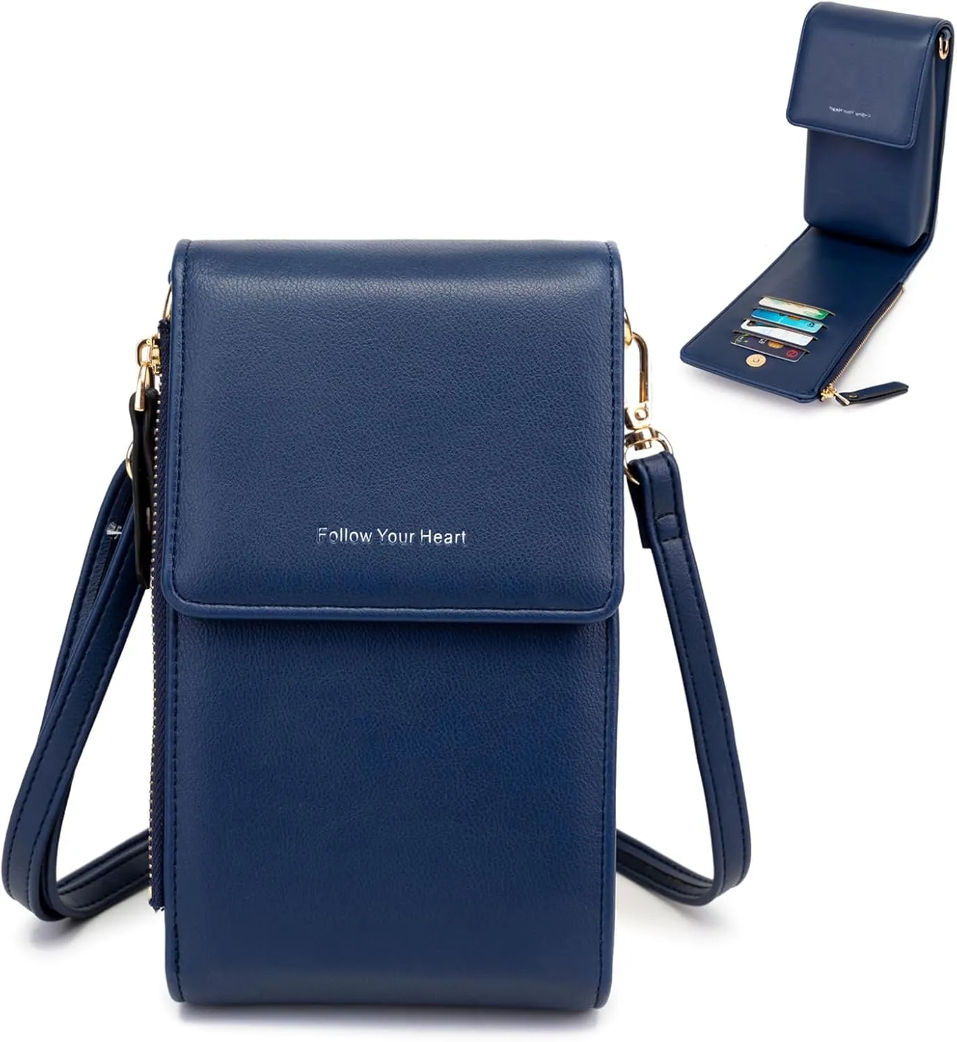 myfrdiay Roomy Pocket Small Crossbody Purse for Women, Flap Mini Shoulder Bag with 4 Credit Slots