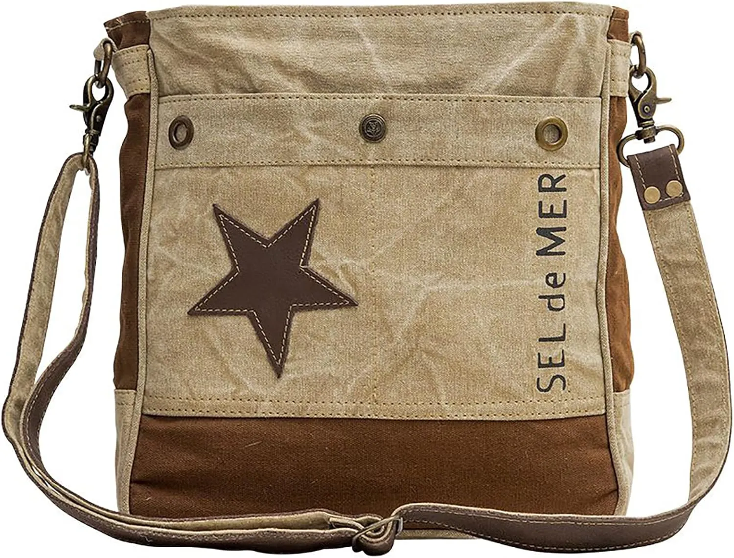 Myra Bag Western Leather Shoulder Bag for Women - Upcycled Canvas Crossbody Bag Studded Star