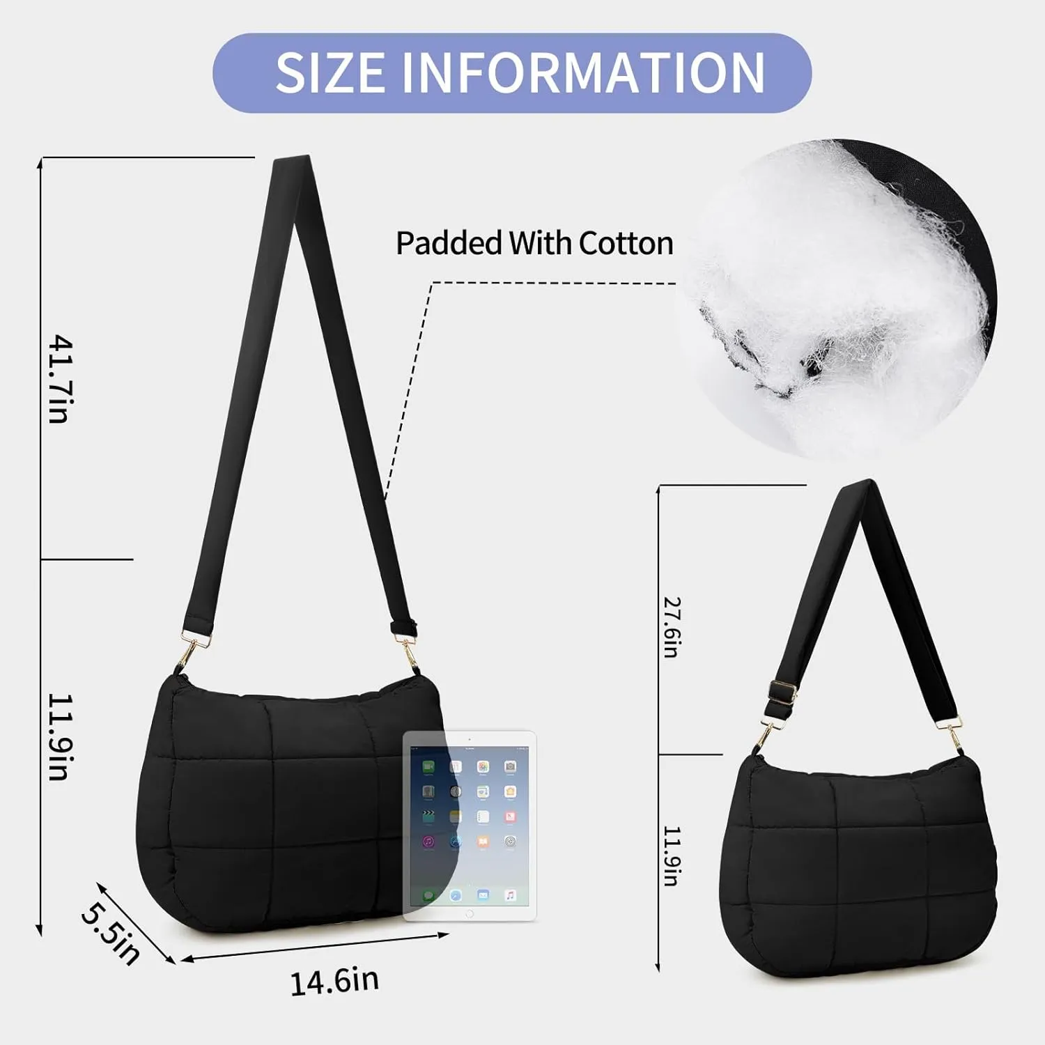 NAARIIAN Puffer bag Lightweight Quilted Tote Bags Puffy shoulder bag for Women Crossbody purse Padded handbag