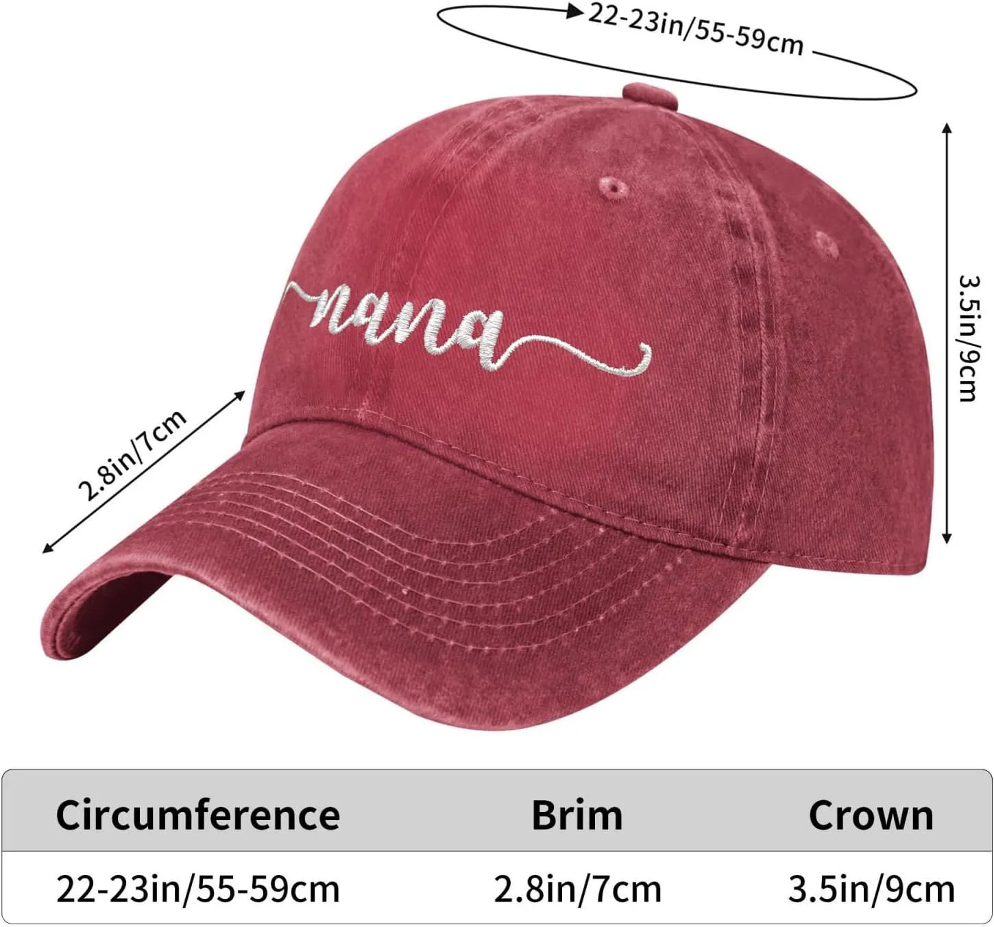 Nana Embroidered Baseball Cap Vintage Washed Adjustable Cowboy Hat Gifts for Grandma Women,Black