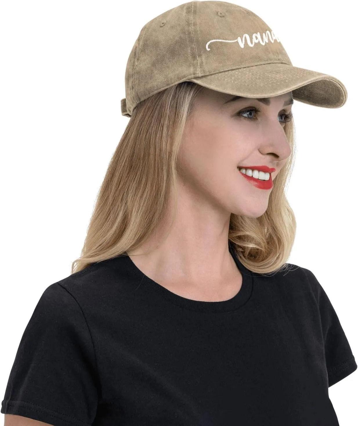 Nana Embroidered Baseball Cap Vintage Washed Adjustable Cowboy Hat Gifts for Grandma Women,Black