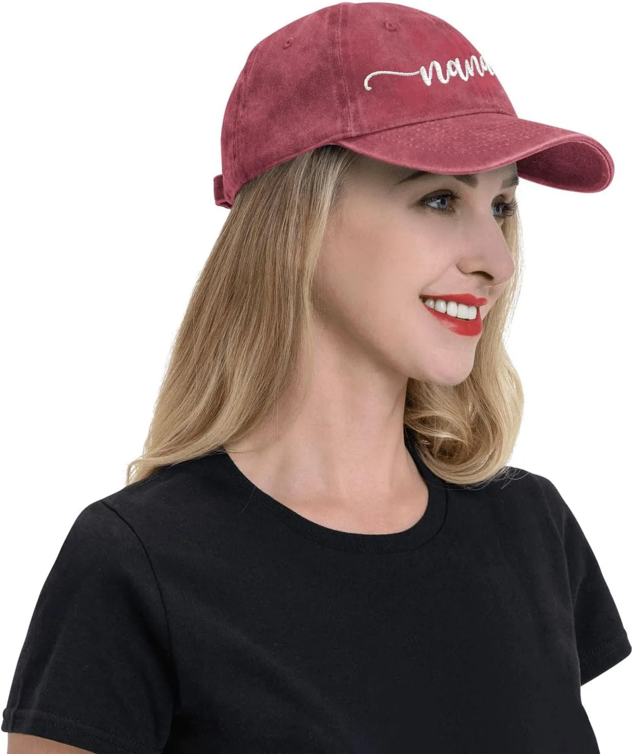 Nana Embroidered Baseball Cap Vintage Washed Adjustable Cowboy Hat Gifts for Grandma Women,Black