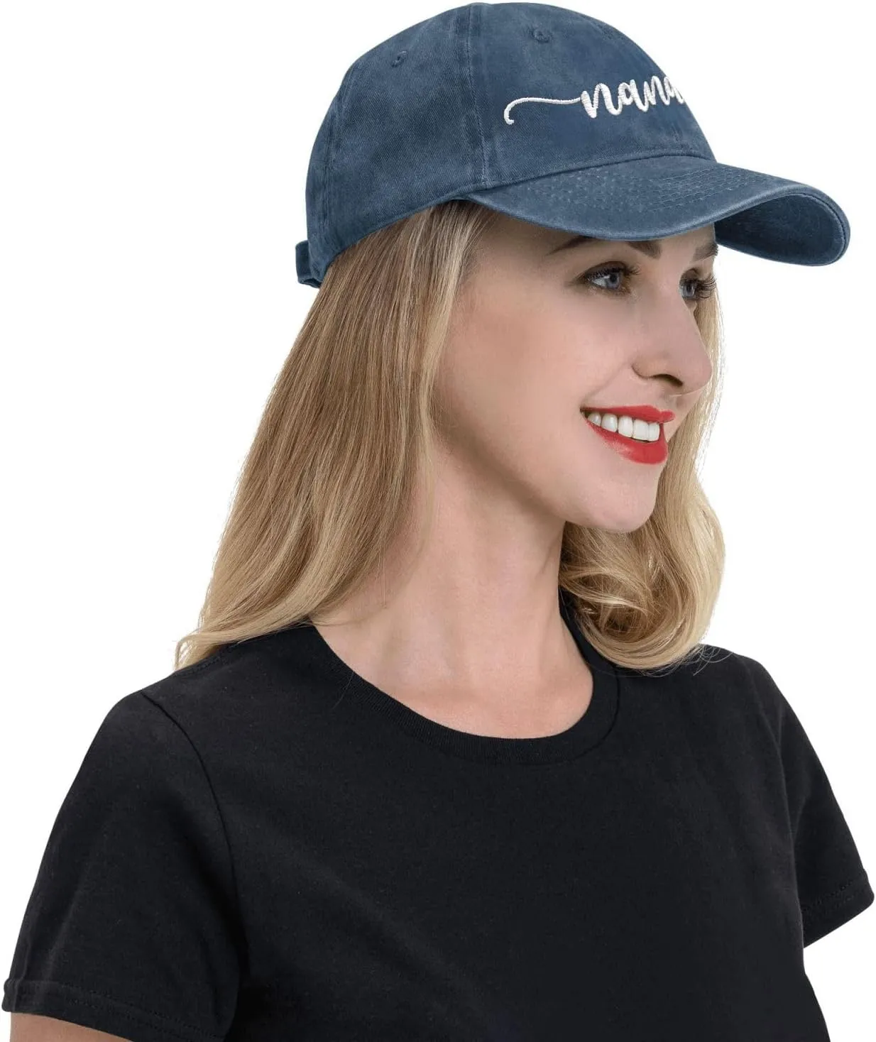 Nana Embroidered Baseball Cap Vintage Washed Adjustable Cowboy Hat Gifts for Grandma Women,Black