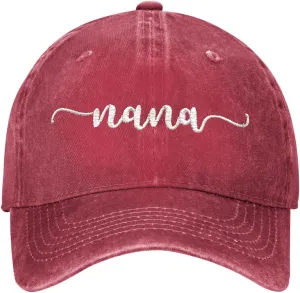 Nana Embroidered Baseball Cap Vintage Washed Adjustable Cowboy Hat Gifts for Grandma Women,Black