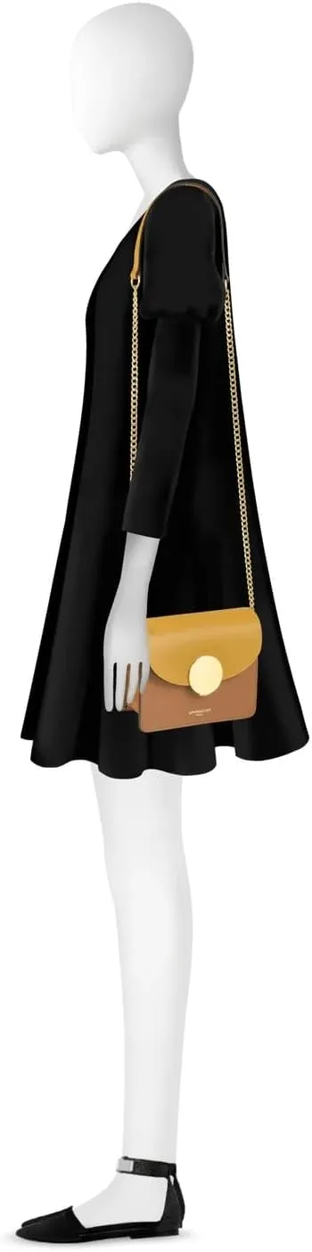 New Ondina Mini Color Block Shoulder Bag, Calf Leather, Gold Hardware, 6.7 x 5.1 x 3 inches
