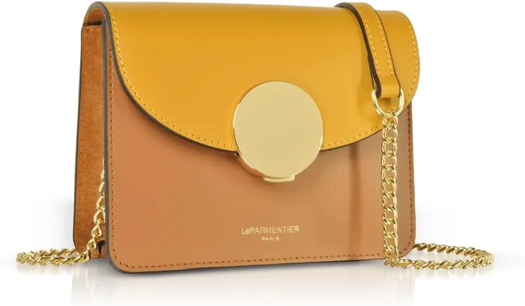 New Ondina Mini Color Block Shoulder Bag, Calf Leather, Gold Hardware, 6.7 x 5.1 x 3 inches