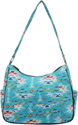 NGIL Quilted Cotton Hobo Shoulder Bag (Southern Aztec Serape Navy)