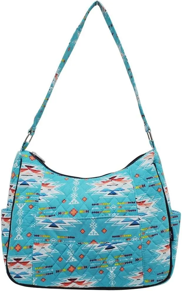 NGIL Quilted Cotton Hobo Shoulder Bag (Southern Aztec Serape Navy)