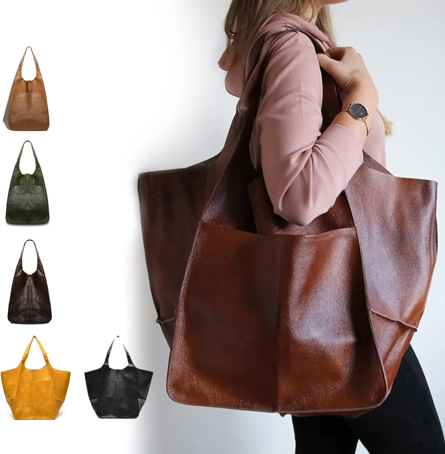 NICOLE & DORIS Large Carry on Handbags Oversized Tote Bags for Women Hobo and Shoulder Bags Soft PU Leather Shopping Bag