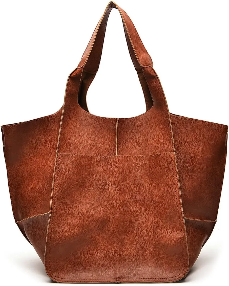 NICOLE & DORIS Large Carry on Handbags Oversized Tote Bags for Women Hobo and Shoulder Bags Soft PU Leather Shopping Bag