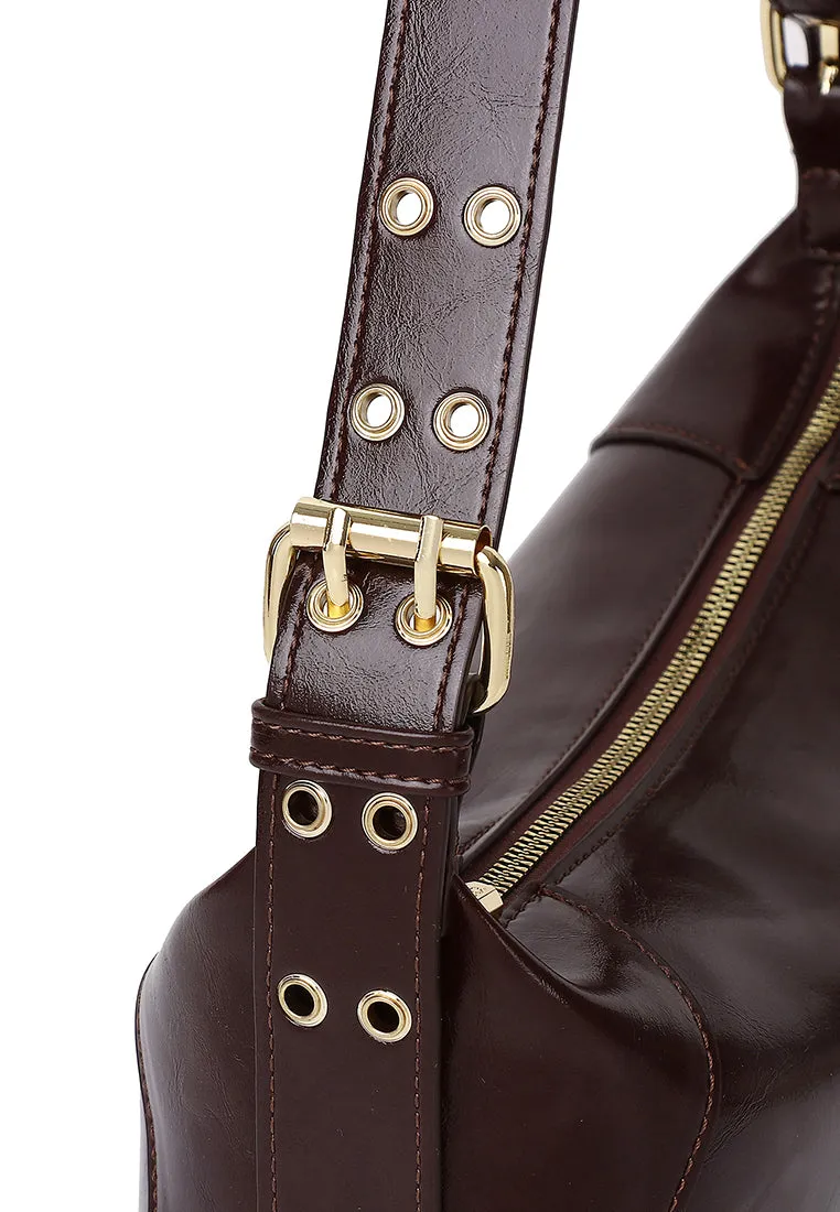 Ninny Belted Shoulder Bag (Coffee)