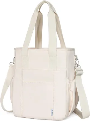 NOL Insulated Lunch Bag for Women, Large Spacious Lunch Tote Bag With Removable Adjustable Shoulder Strap with Multi Pockets,Leakproof Cooler Bag,Lightweight Nylon Waterproof Lunch Box For Work,Cream