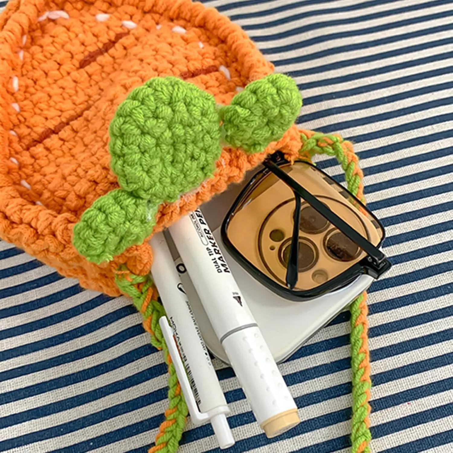 Novelty Hand-Crochet Crossbody Bag, Mini Cute Kawaii Knitted Shoulder Bag, Handwoven Crochet Handbags