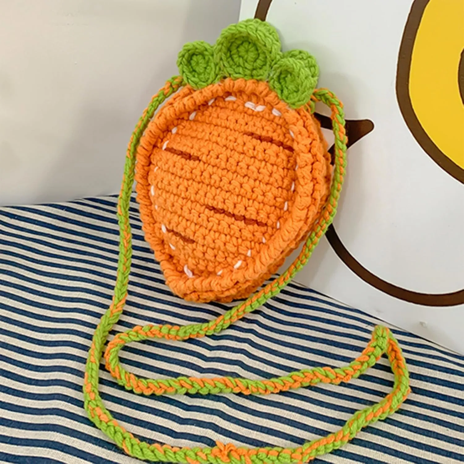 Novelty Hand-Crochet Crossbody Bag, Mini Cute Kawaii Knitted Shoulder Bag, Handwoven Crochet Handbags