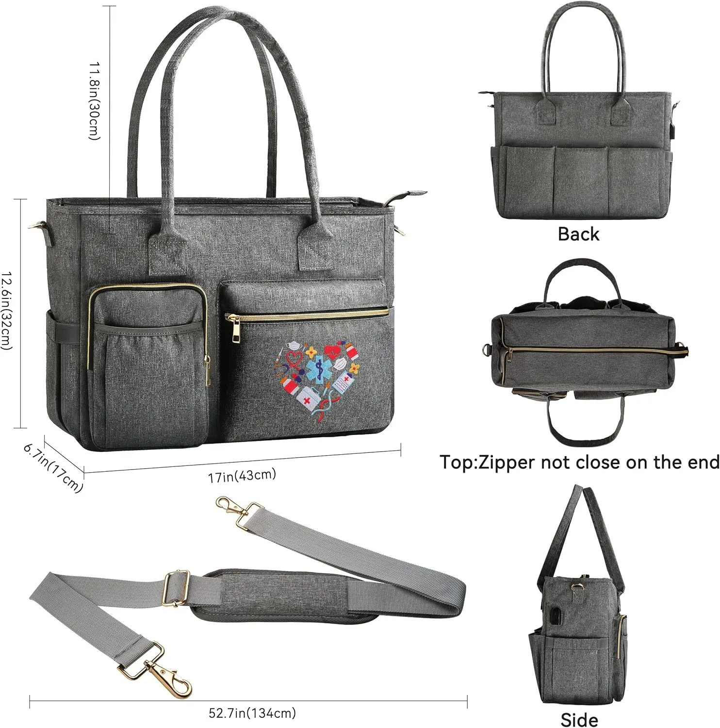 Nurse Bag - Large 17'' Tote for Work & Nursing School Essentials