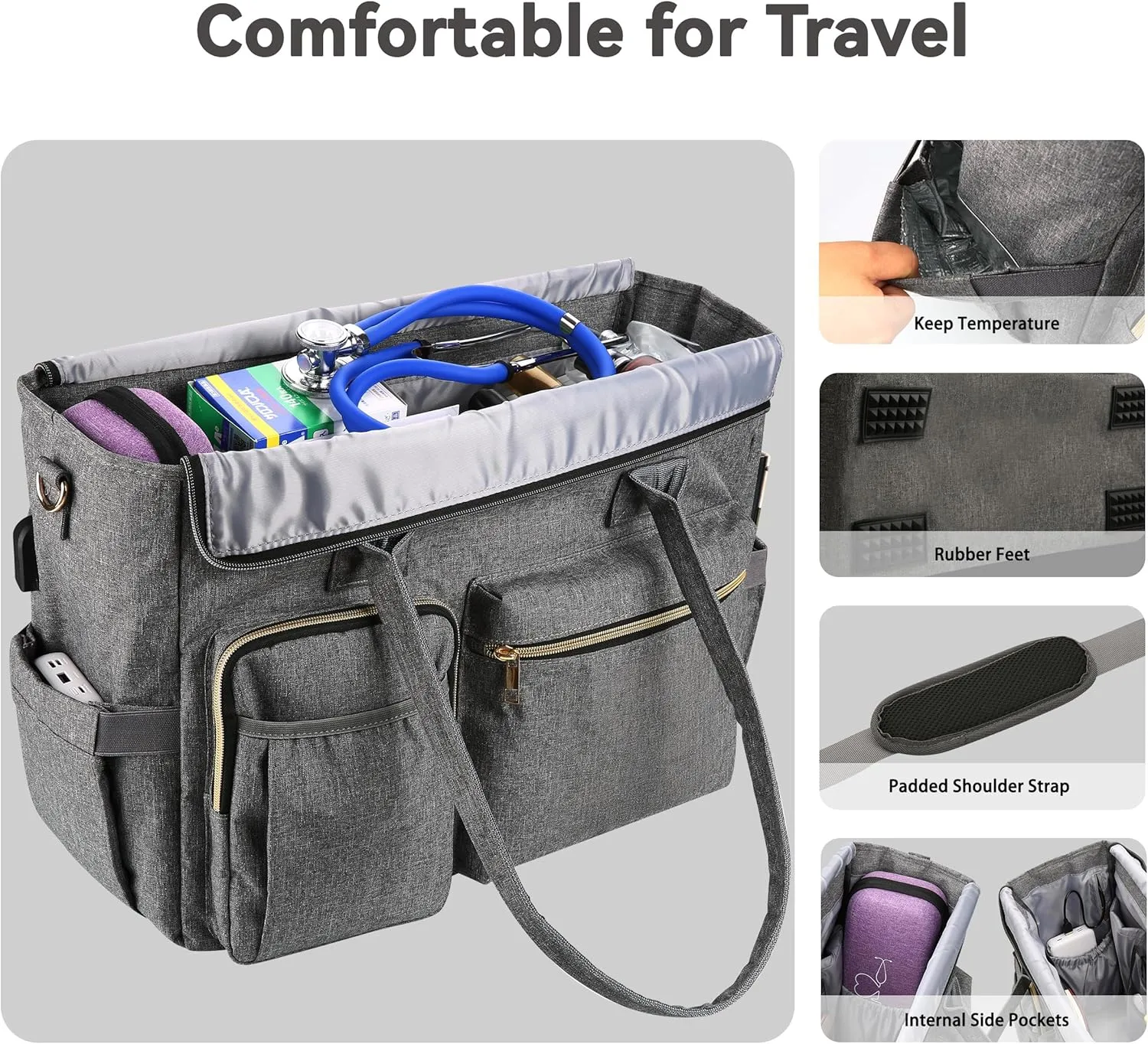 Nurse Bag - Large 17'' Tote for Work & Nursing School Essentials