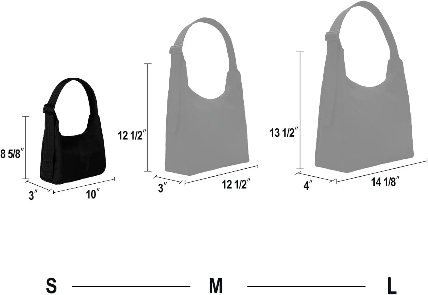 Nylon Shoulder Bag - Adjustable Quilted Strap, Structured Slouchy Design with Interior Zip Pocket