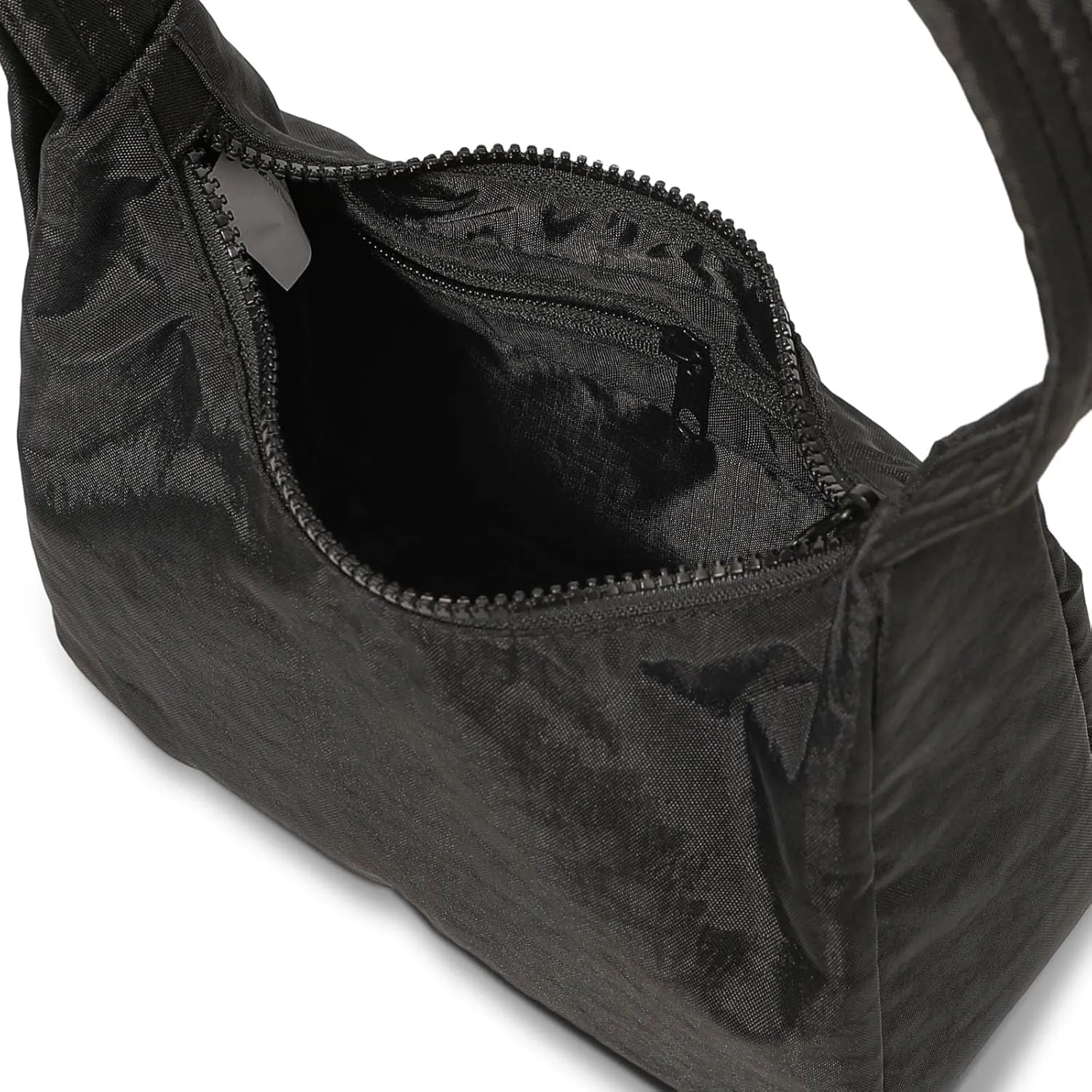 Nylon Shoulder Bag - Adjustable Quilted Strap, Structured Slouchy Design with Interior Zip Pocket
