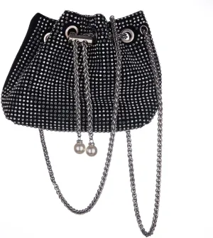 Octwine Small Purse Rhinestones Bucket Purse Pearl Handbag Evening Bag Wedding Party Prom Crossbody Bag for Women and Girls