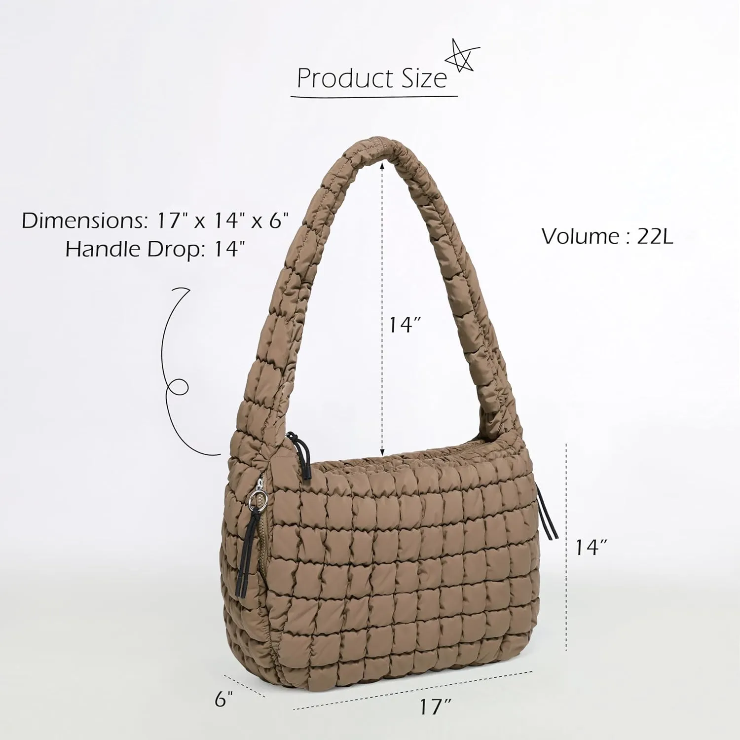 ODODOS Quilted Carryall Tote Bag for Women Crossbody Large Hobo Lightweight Padding Shoulder Bag