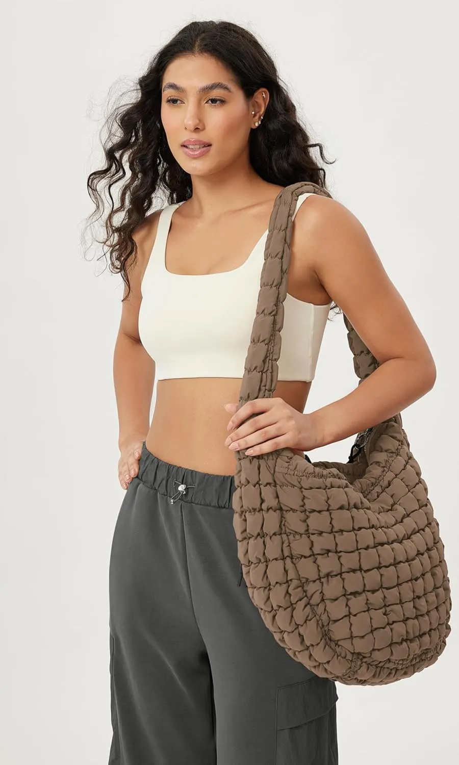 ODODOS Quilted Carryall Tote Bag for Women Crossbody Large Hobo Lightweight Padding Shoulder Bag