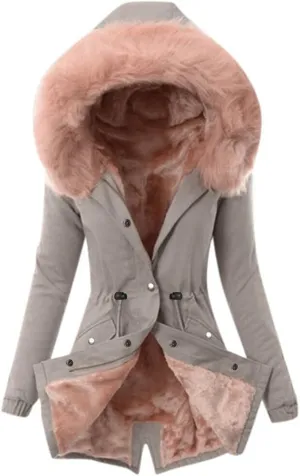 OIOLOYJM 2023 Fall Fashion Winter Coat for Women Warm Hooded Outerwear Thick Padded Jacket Loose Fleece Oversized Faux Fur Hooded Coats