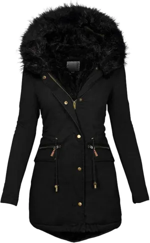 OIOLOYJM 2023 Fall Fashion Winter Coat for Women Warm Hooded Outerwear Thick Padded Jacket Loose Fleece Oversized Faux Fur Hooded Coats