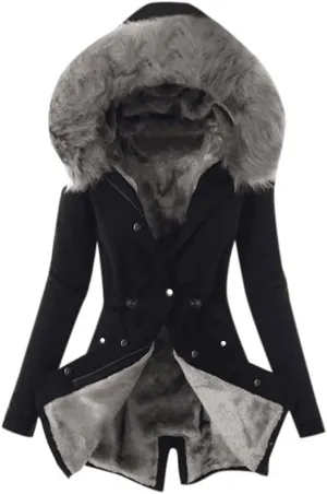 OIOLOYJM Winter Fashion Coats Womens Warm Hooded Jacket Thick Padded Loose Fleece Outerwear Oversized Faux Fur Hooded Coats