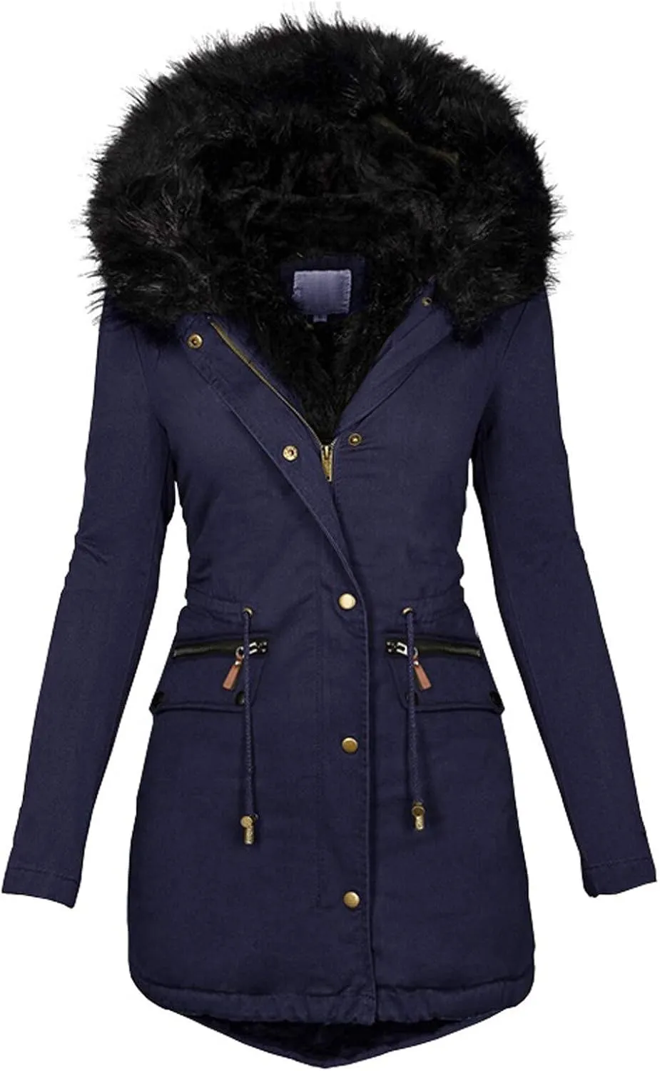 OIOLOYJM Women's Winter Coat Warm Puffer Thicken Parka Jacket with Fur Hood, Thick Padded Coats Loose Fleece Oversized Faux Fur Hooded Jackets