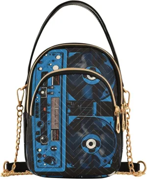 Old Tape Recorder Crossbody Purse for Women Travel Handbag Small Shoulder Bag