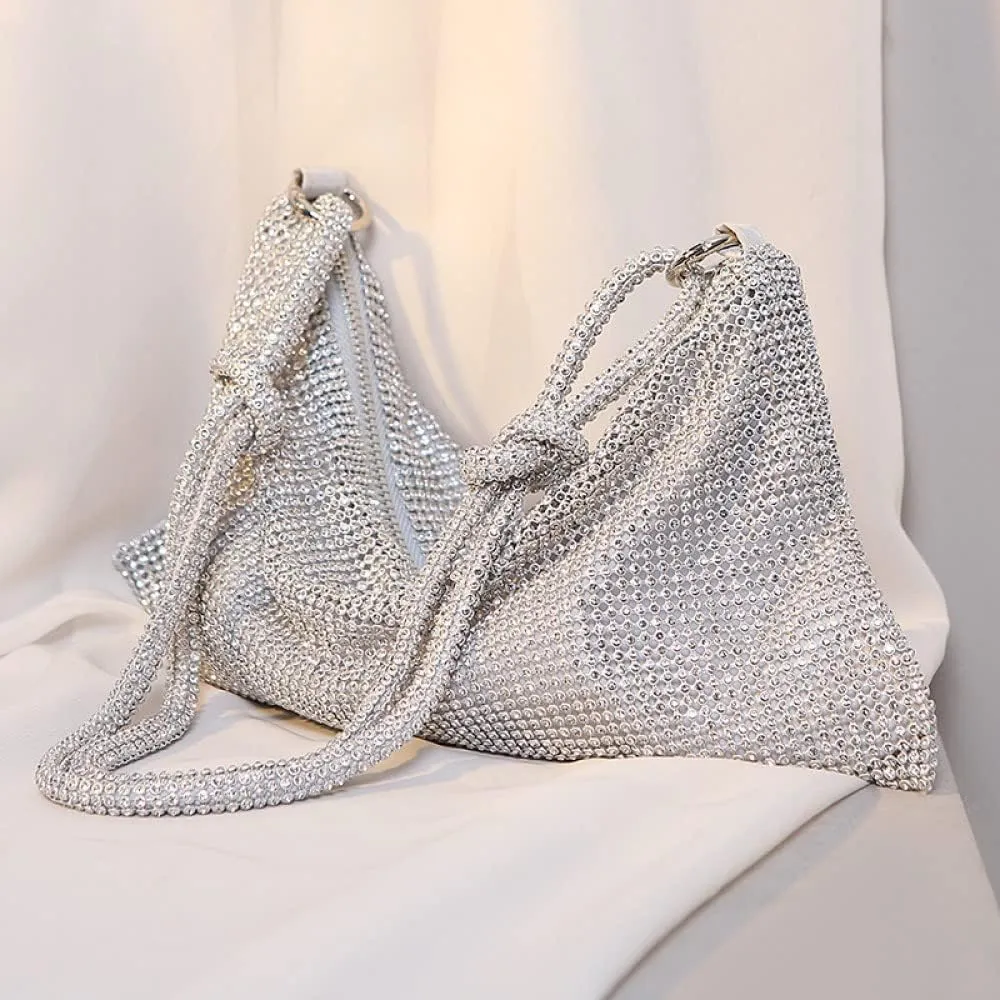 Onlymaker Women's Rhinestone Shoulder Hobo Bag Glitter Crystal Clutch Purse Handbag Party Wedding