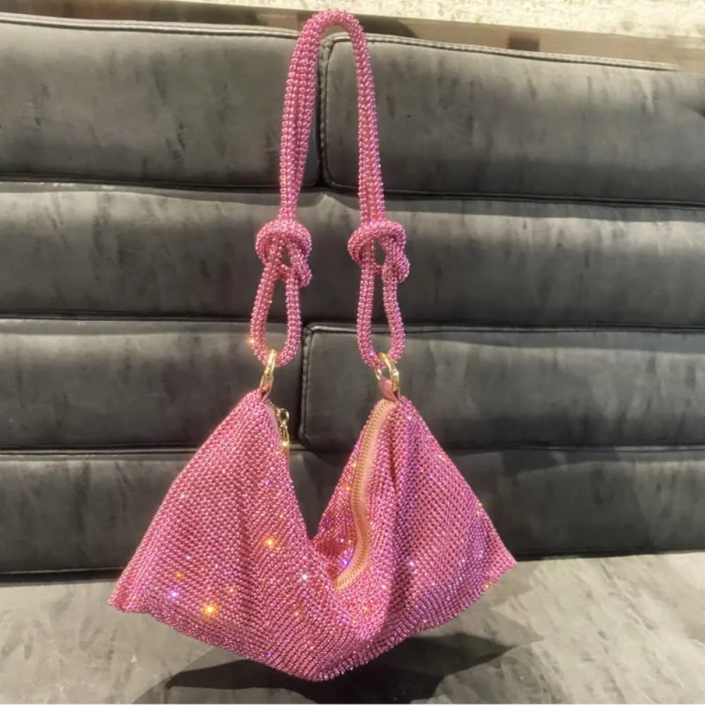 Onlymaker Women's Rhinestone Shoulder Hobo Bag Glitter Crystal Clutch Purse Handbag Party Wedding