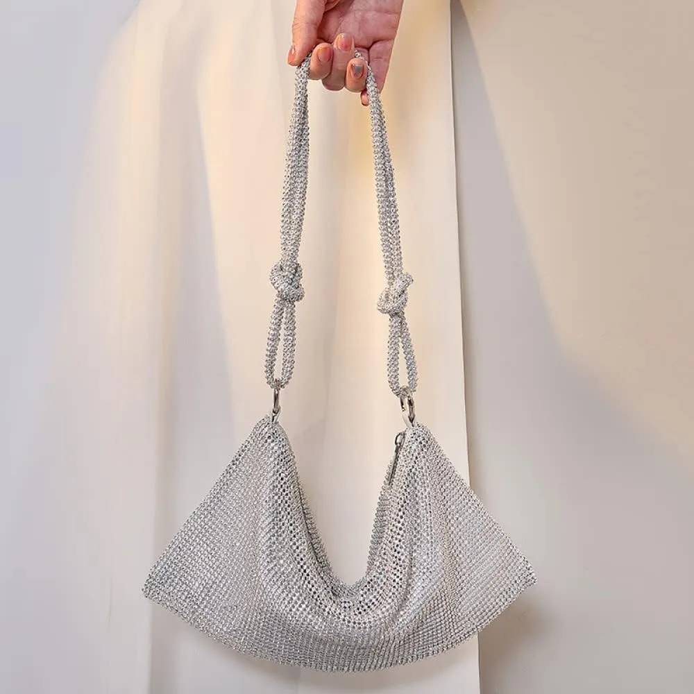 Onlymaker Women's Rhinestone Shoulder Hobo Bag Glitter Crystal Clutch Purse Handbag Party Wedding