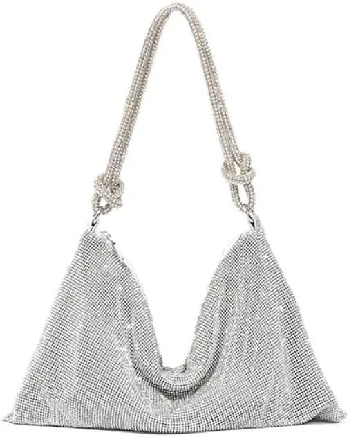 Onlymaker Women's Rhinestone Shoulder Hobo Bag Glitter Crystal Clutch Purse Handbag Party Wedding