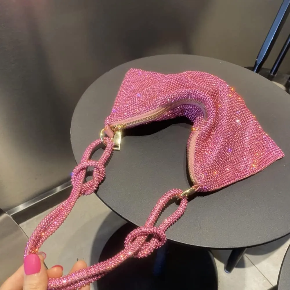 Onlymaker Women's Rhinestone Shoulder Hobo Bag Glitter Crystal Clutch Purse Handbag Party Wedding