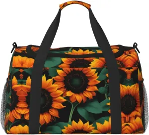 Orange Sunflower Wallpaper Travel Tote Bag â€“ Large Reusable Shopping Bag, Vacation Tote, Sports Duffel Bag with Adjustable Crossbody Strap