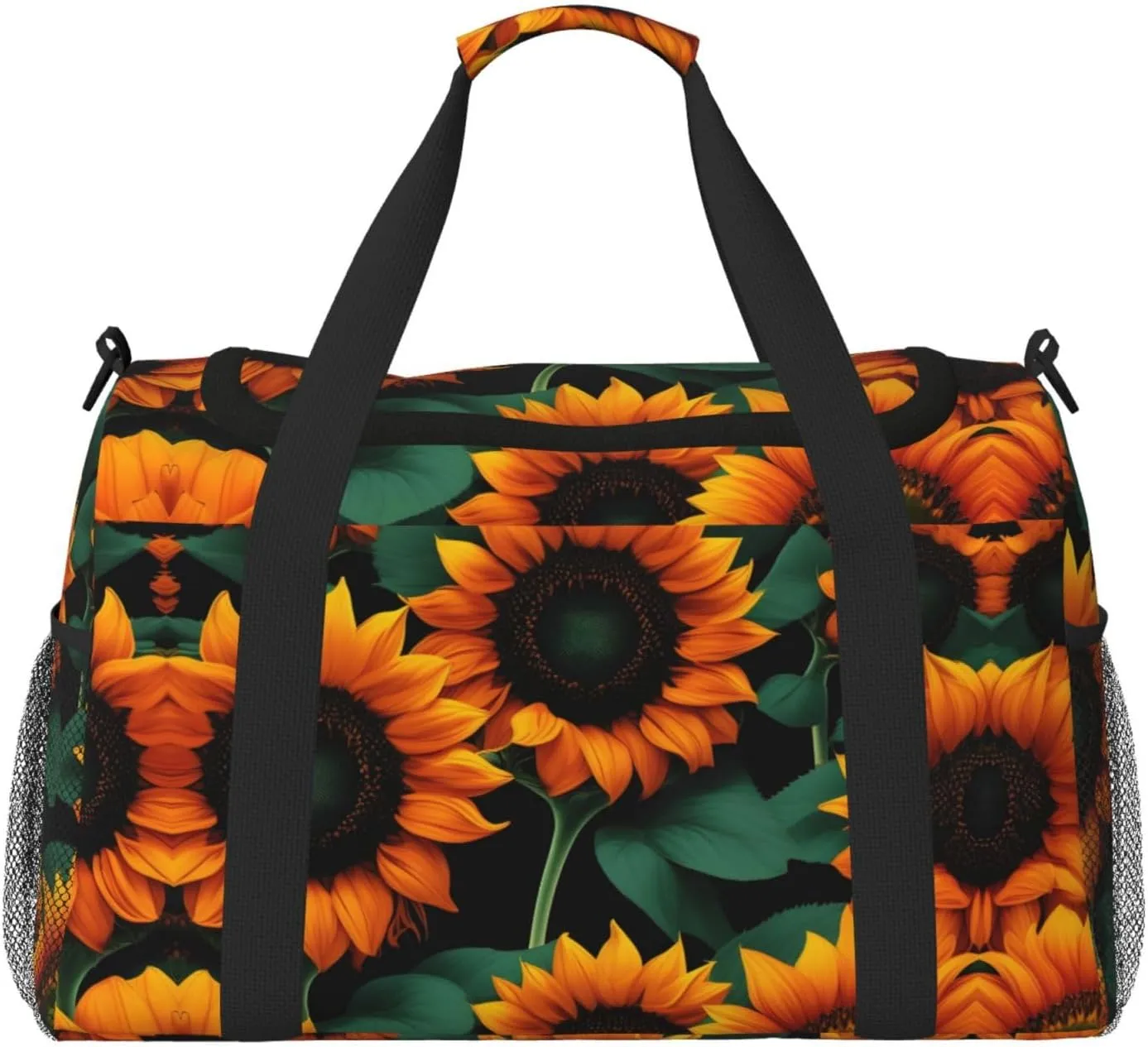 Orange Sunflower Wallpaper Travel Tote Bag â€“ Large Reusable Shopping Bag, Vacation Tote, Sports Duffel Bag with Adjustable Crossbody Strap