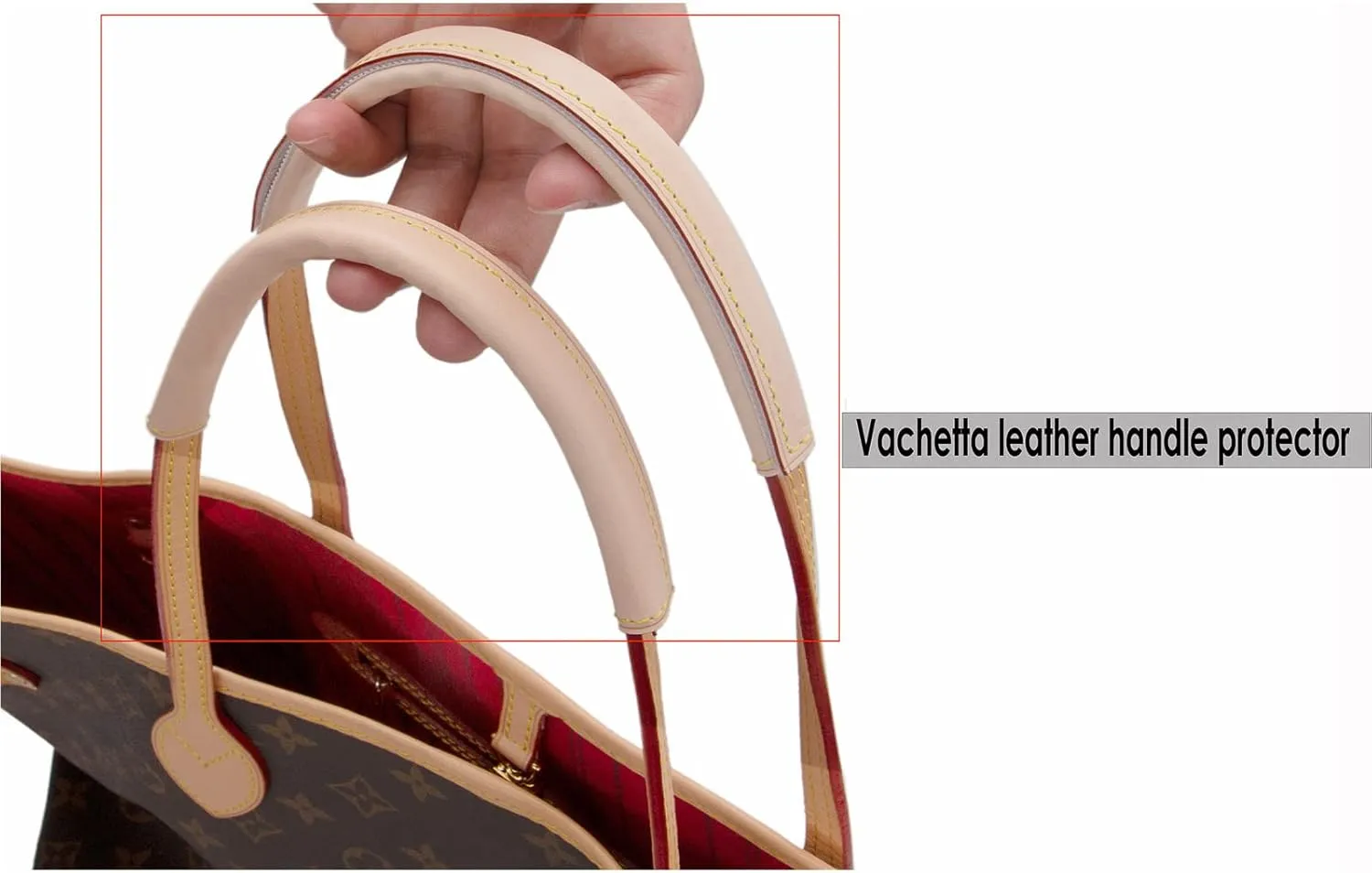 OULARIO Leather Handle Protector Cover Strap Cover Compatible with Neverfull PM MM GM Shoulder Straps(Vachetta Leather)