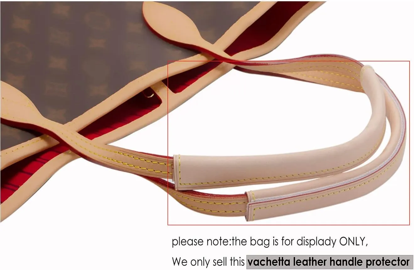 OULARIO Leather Handle Protector Cover Strap Cover Compatible with Neverfull PM MM GM Shoulder Straps(Vachetta Leather)