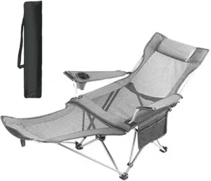 Outdoor Folding Camping Chairs,Portable Fishing Chair Adjustable Backrest Deck Chairs with Cup Holder and Storage Bag Beach for Hiking Lawn Travel