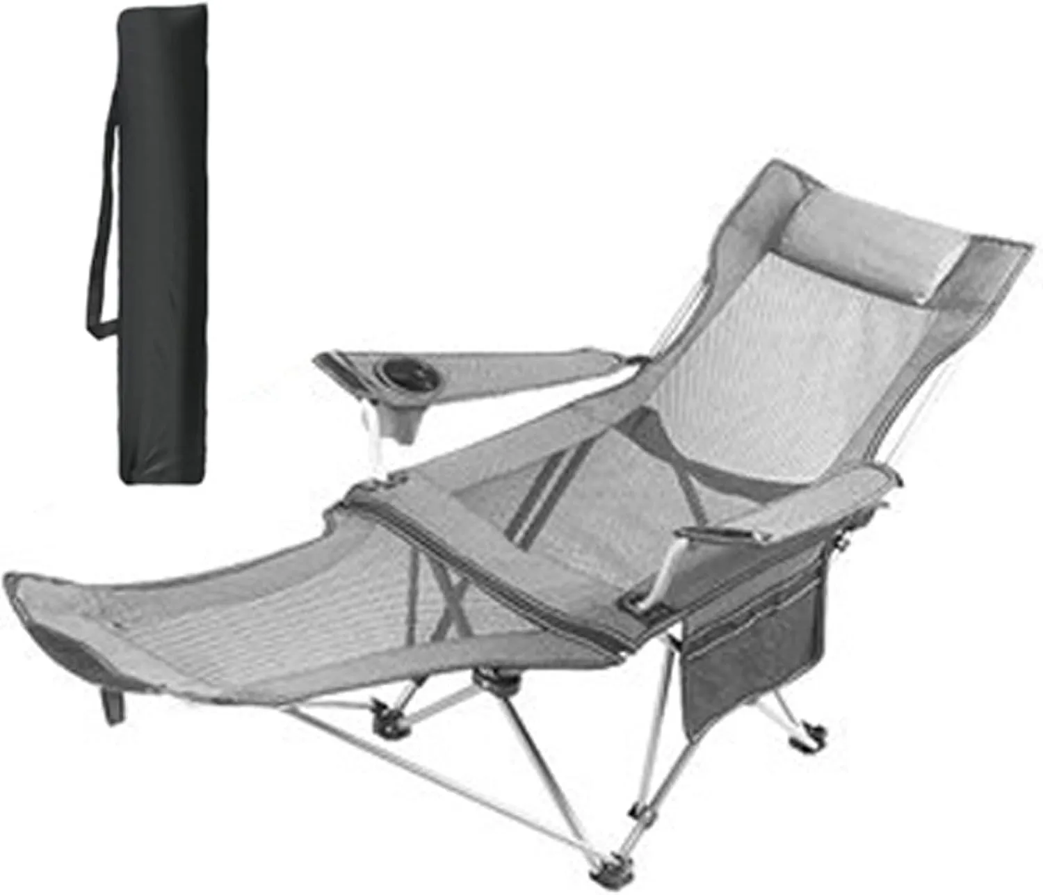 Outdoor Folding Camping Chairs,Portable Fishing Chair Adjustable Backrest Deck Chairs with Cup Holder and Storage Bag Beach for Hiking Lawn Travel