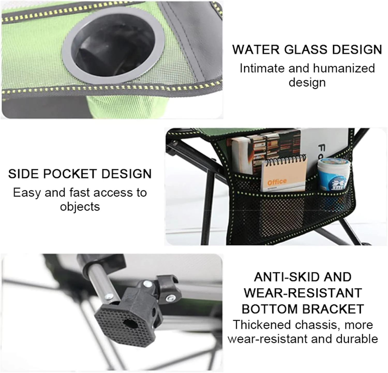 Outdoor Folding Camping Chairs,Portable Fishing Chair Adjustable Backrest Deck Chairs with Cup Holder and Storage Bag Beach for Hiking Lawn Travel