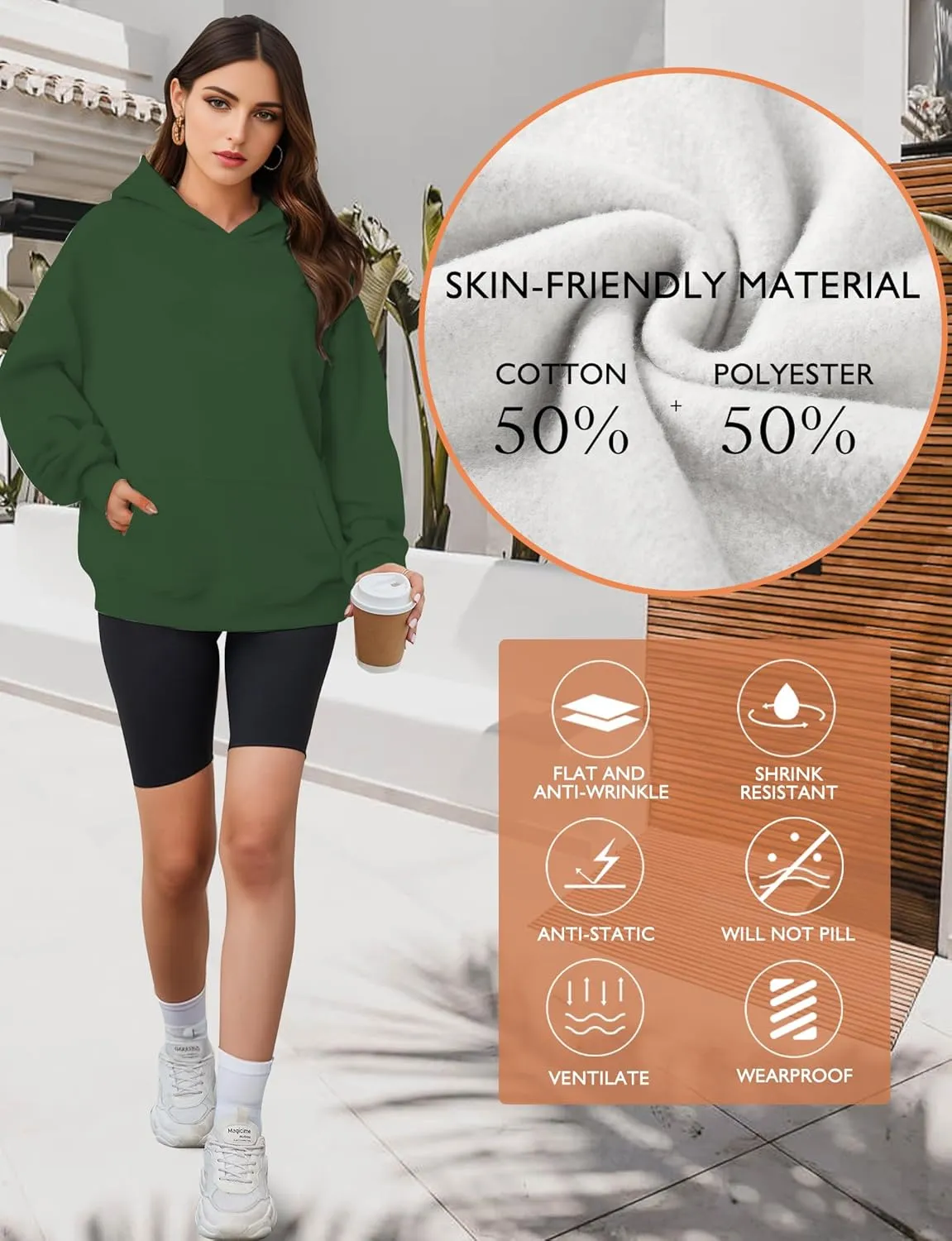 Oversized Hoodies for Women, Long Sleeve Fleece Womens Sweatshirt with Pocket Pullover Fall Outfits Winter Clothes
