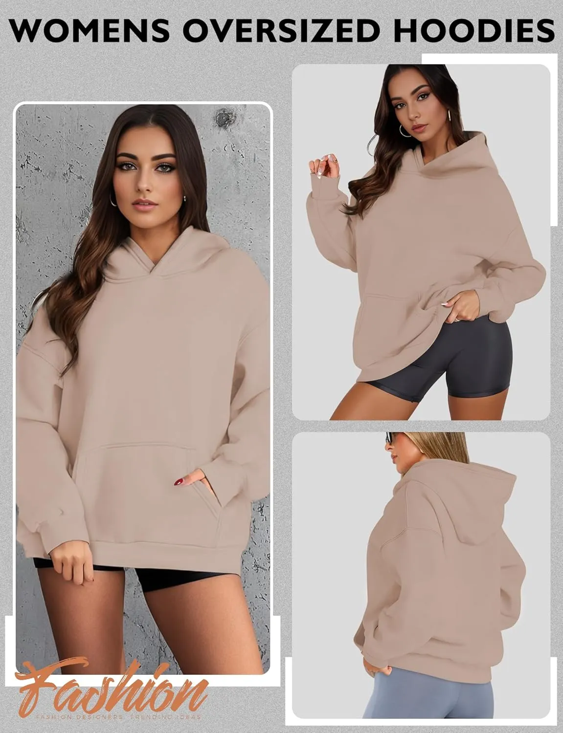 Oversized Hoodies for Women, Long Sleeve Fleece Womens Sweatshirt with Pocket Pullover Fall Outfits Winter Clothes