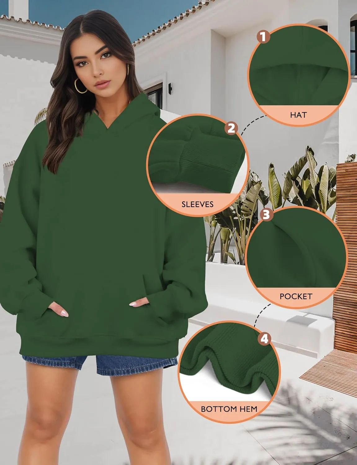 Oversized Hoodies for Women, Long Sleeve Fleece Womens Sweatshirt with Pocket Pullover Fall Outfits Winter Clothes
