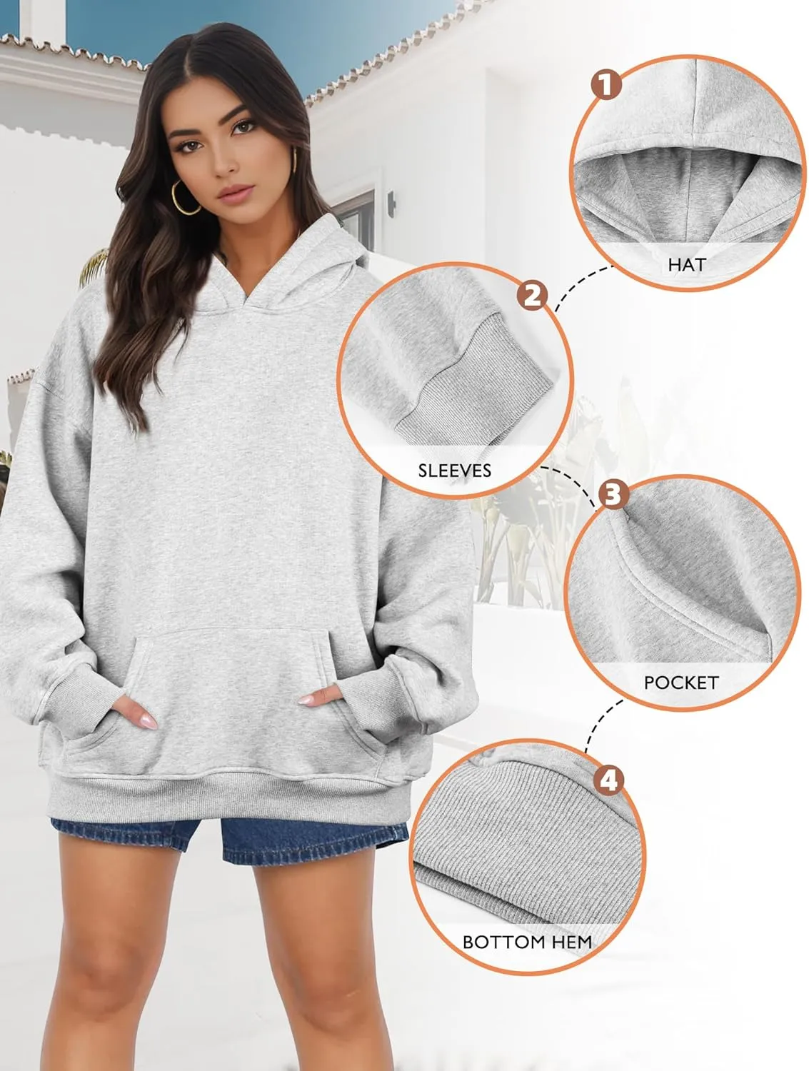 Oversized Hoodies for Women, Long Sleeve Fleece Womens Sweatshirt with Pocket Pullover Fall Outfits Winter Clothes